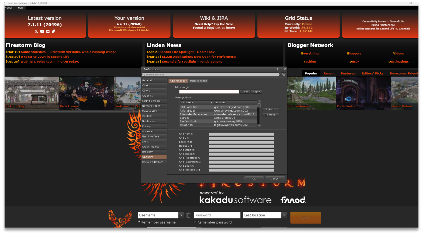 Firestorm preferences window