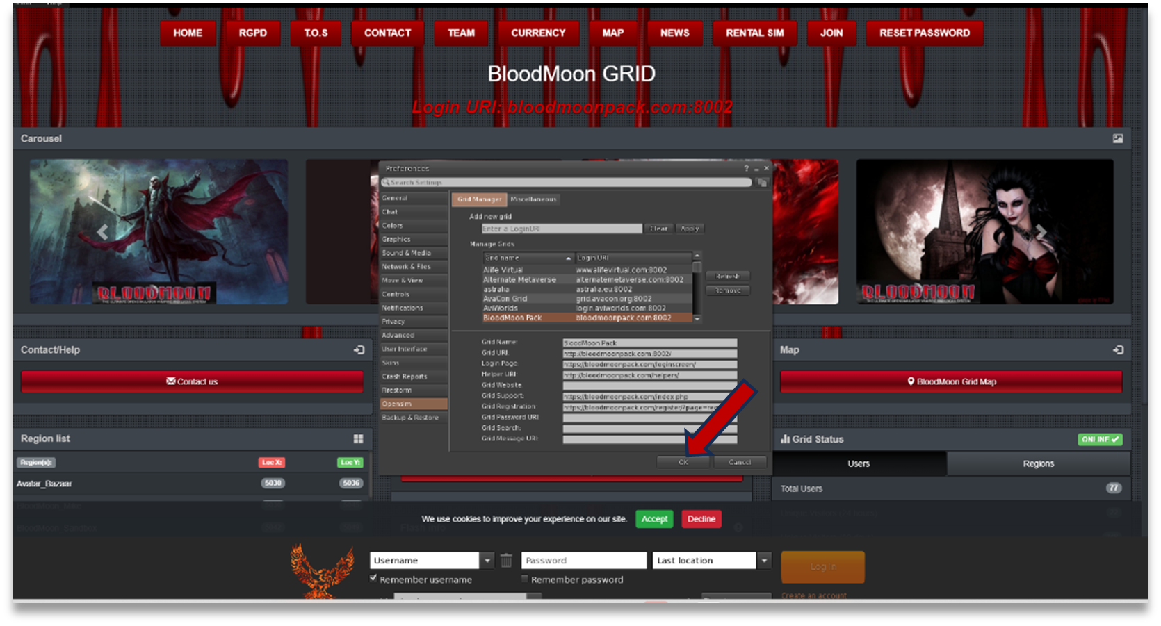 Firestorm grid list with BloodMoon
